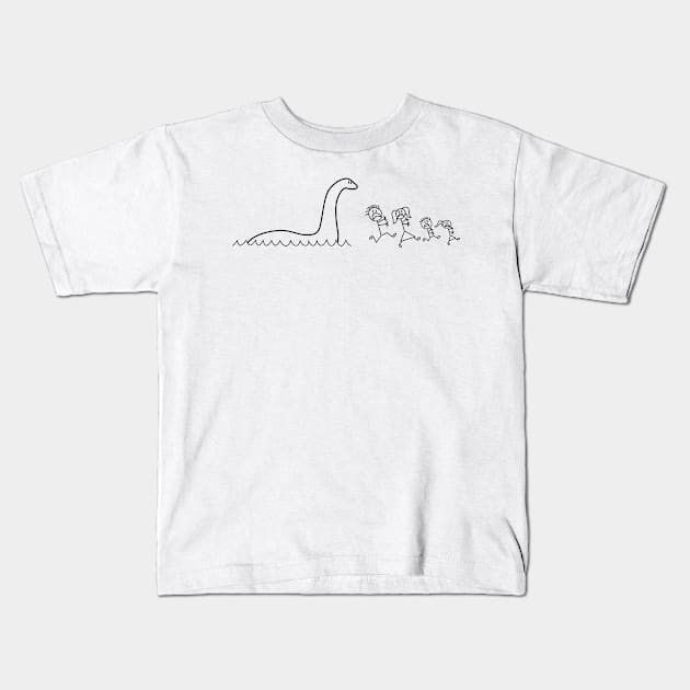 Nessie chases stick family Kids T-Shirt by Stacks